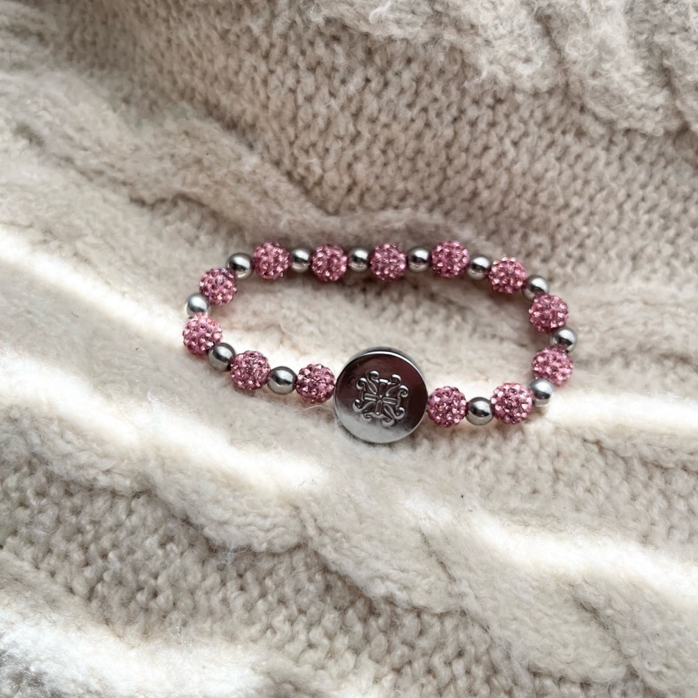{Rustic Cuff} Pink Sparkle and Silver Bracelet